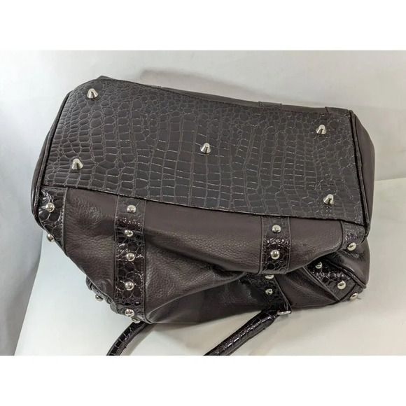 Steven by Steve Madden Leather Riveted Satchel Black Purse Handbag Unused - Picture 7 of 8